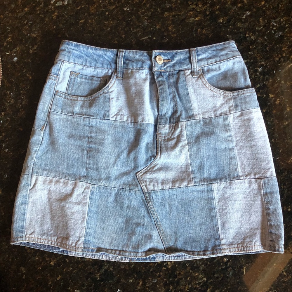 Patch jean skirt